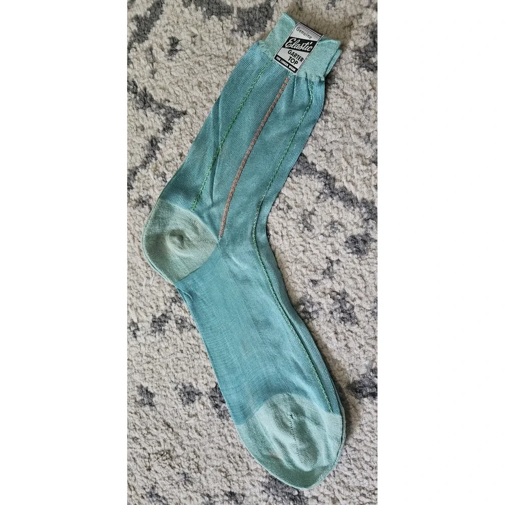 Vintage Genuine Wrap Garter Top Dress Socks Cotton Rayon Made in USA 2 Pairs